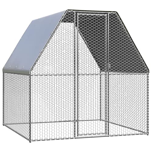 Tidyard Hühnerkäfig Hühnerstall Hühnerhaus Geflügelstall Freilaufgehege Hühnervoliere Kaninchenstall Freilauf Verzinkter Stahl 2x2x2 m von Tidyard