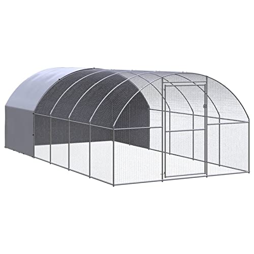 Tidyard Hühnerstall Kleintierstall Gehege Freilauf Vogelkäfig Hühnerkäfig Hühnerhaus Freigehege Geflügelstall Verzinkter Stahl 3x6x2 m von Tidyard