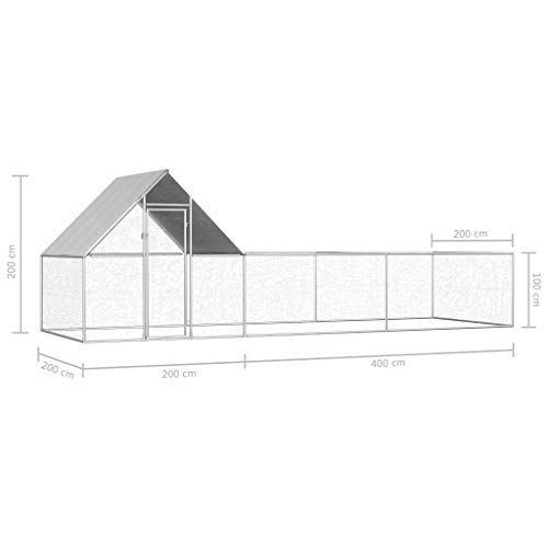 Tidyard Hühnerstall Kleintierstall Gehege Freilauf Vogelkäfig Hühnerkäfig Hühnerhaus Freigehege Gefügelstall Voliere 6x2x2m Verzinkter Stahl von Tidyard