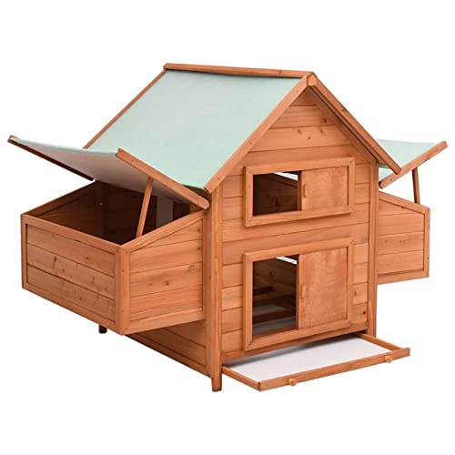 Tidyard Hühnerstall aus Holz Hühnerhaus mit 1 Fenster & zwei Nistkästen Chickenhouse Geflügelstall Kleintier Käfig 152x96x110 cm Massivholz Tanne von Tidyard