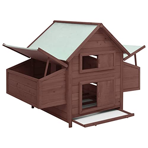 Tidyard Hühnerstall mit Nistkasten und Kotschublade Hühnerhaus Geflügelstall Kleintier Käfig Massivholz Tanne Mokka und Weiß 152x96x110 cm von Tidyard