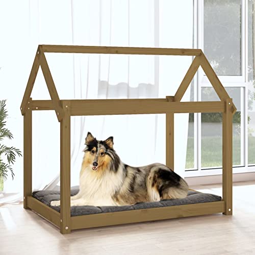 Tidyard Hundebett Hundekorb Hundesofa Massivholz Kiefer Honigbraun 101x70x90 cm von Tidyard