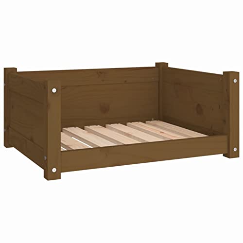 Tidyard Hundebett Hundekorb Hundesofa Tierbett Haustiersofa Welpenbett Hundecouch Hundekörbchen Haustierbett Liegebett 65,5 x 50,5 x 28 cm (B x T x H) Massives Kiefernholz Honigbraun von Tidyard