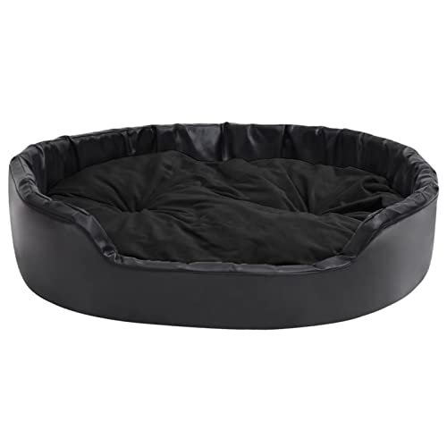 Tidyard Hundebett Hundekorb Hundesofa Tierbett Haustiersofa Welpenbett Hundecouch Hundekörbchen Haustierbett Liegebett 99 x 89 x 21 cm (B x T x H) Kunstleder,Plüsch Schwarz von Tidyard