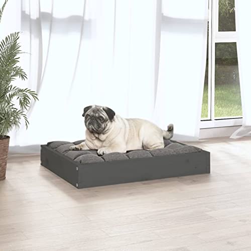 Tidyard Hundebett Katzenbett Hundeliege Hundesofa Hundekorb Grau 61,5x49x9 cm Massivholz Kiefer von Tidyard