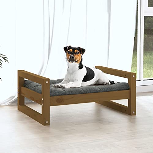 Tidyard Hundebett Katzenbett Hundeliege Hundesofa Hundekorb Honigbraun 55,5x45,5x28 cm Massivholz Kiefer von Tidyard