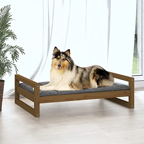 Tidyard Hundebett Katzenbett Hundeliege Hundesofa Hundekorb Honigbraun 95,5x65,5x28 cm Massivholz Kiefer von Tidyard