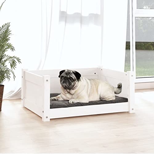 Tidyard Hundebett Katzenbett Hundeliege Hundesofa Hundekorb Weiß 65,5x50,5x28 cm Massivholz Kiefer von Tidyard