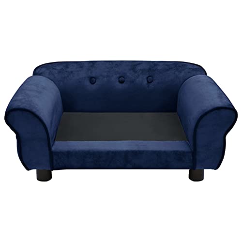 Tidyard Hundesofa Hundebett mit Plüsch Haustierbett Hundekissen Katzenbett Hundekörbchen Blau 72x45x30 cm Plüsch von Tidyard