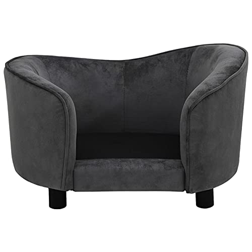 Tidyard Hundesofa Hundebett mit Plüsch Haustierbett Hundekissen Katzenbett Hundekörbchen Dunkelgrau 69x49x40 cm Plüsch von Tidyard