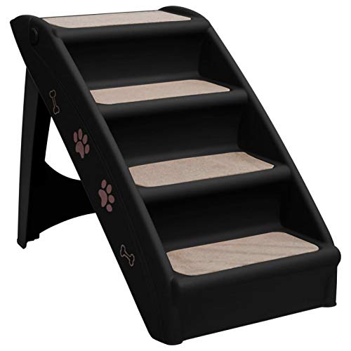 Tidyard Hundetreppe Klappbar Faltbare Hundeleiter Hundeeinstieg rutschfeste Füße Schwarz 62x40x49,5 cm von Tidyard