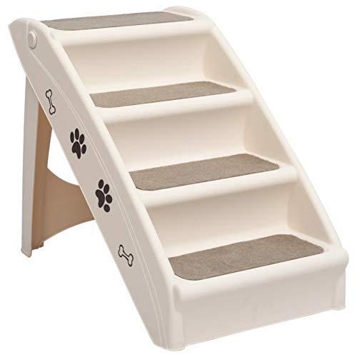 Tidyard Hundetreppe für Kleine und Große Hunde, Hundetreppe für Bett und Sofa, Auto, Creme 62 x 40 x 49,5 cm von Tidyard