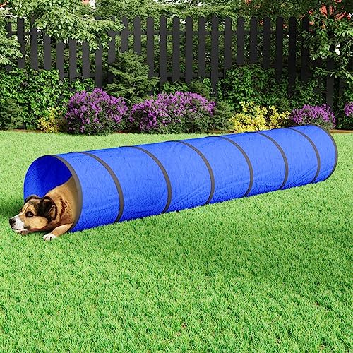 Tidyard Hundetunnel, Agility Set Hunde, krabbeltunnel, Hundehöhle für Große Hunde, Blau Ø 50x300 cm Polyester von Tidyard