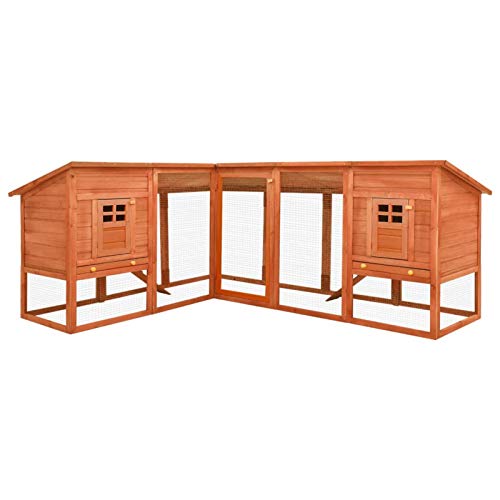 Tidyard Kaninchenstall, Hasenstall Kleintierstall Verzinktem Stahldrahtgitter, Rutschfesten Rampen, Wasserabweisendem, Massives Tannenholz, 250 x 192 x 105 cm von Tidyard