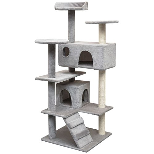 Tidyard Katzen-Kratzbaum Katzen-Spielplatz Kratzsäulen 67 x 67 x 125 cm Mit Leiter, Katzenkratzbaum, Kratzbäumen und Plattformen,Katzenbaum Kratzbaum Spielbaum,Kletterbaum für Katzen,Sisalseil von Tidyard