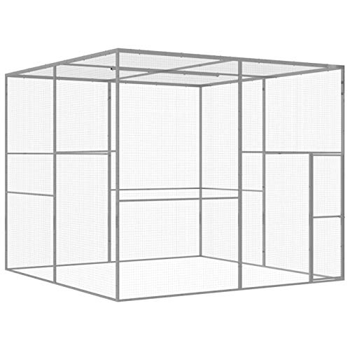 Tidyard Katzenkäfig Kleintierkäfig Katzenkäfig Vogelkäfig Nagerkäfig DIY Käfig für Kaninchen Hasen 3x3x2,5 m Verzinkter Stahl von Tidyard