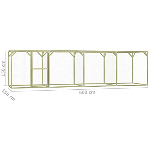 Tidyard Kiefernholz Imprägniert Hühnerkäfig Hühnerstall Hühnerhaus Geflügelstall Freilaufgehege Hühnervoliere Kaninchenstall Freilauf 1,5x6x1,5m von Tidyard