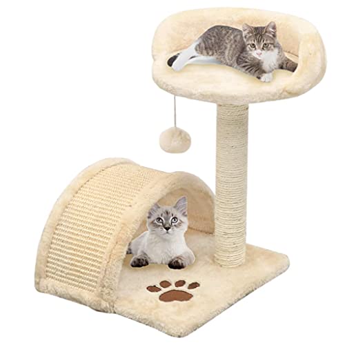 Tidyard Kratzbaum Kletterbaum Katzenkratzbaum mit Hängenden Spielball und Ruheplattformen, 40 cm Beige und Braun von Tidyard