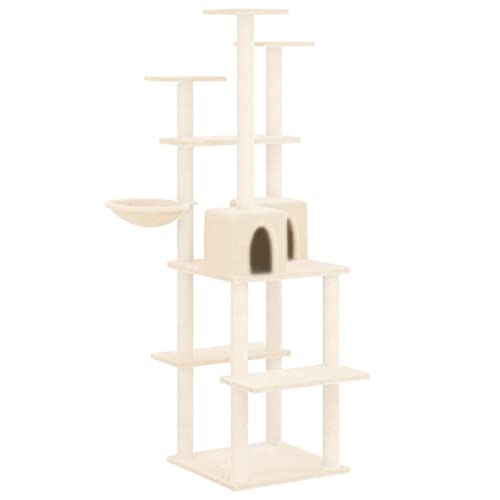 Tidyard Kratzbaum mit Sisal-Kratzsäulen Katzenkratzbaum Katzenbaum Aktivitätskratzbäum Kletterturm Kletterbaum Katze Katzen-Spielplatz Kratzstamm Kratzbäumen 72 x 80 x 167 cm (L x B x H) Creme von Tidyard