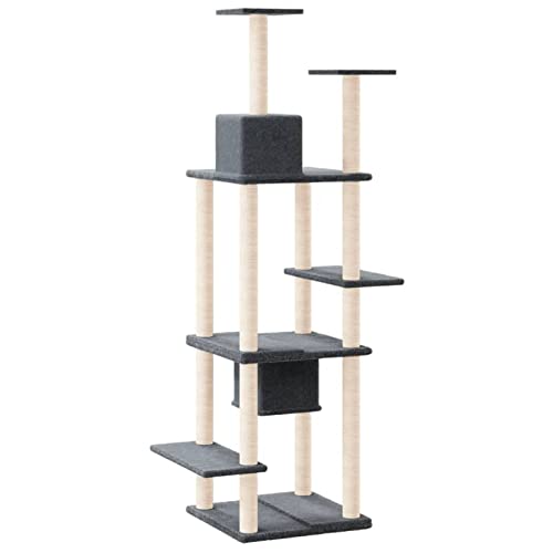 Tidyard Kratzbaum mit Sisal-Kratzsäulen Katzenkratzbaum Katzenbaum Aktivitätskratzbäum Kletterturm Kletterbaum Katze Katzen-Spielplatz Kratzstamm Kratzbäumen 78 x 52 x 176 cm (L x B x H) von Tidyard