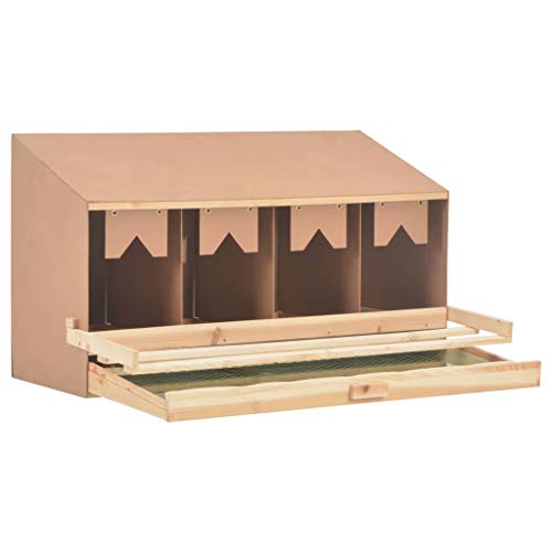 Tidyard Legenest Hühnernest 106 x 40 x 59 cm (B x T x H) Mit 4 Fächern, Legenester, Abrollnest, Hühnernest, Nest Für mittelgroße Hühner Massives Kiefernholz + MDF,Braun und Naturholz von Tidyard