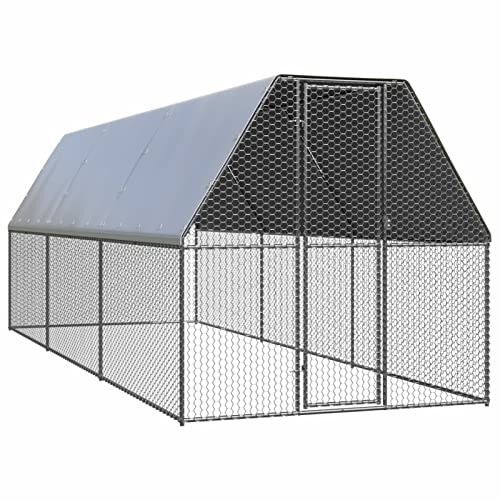 Tidyard Outdoor-Hühnerkäfig mit Wasserbeständige Überdachung Hühnerstall Kleintierstall Freilauf Hühnerhaus Kleintiere Haustier Outdoor-Gehege 2x6x2 m Verzinkter Stahl von Tidyard