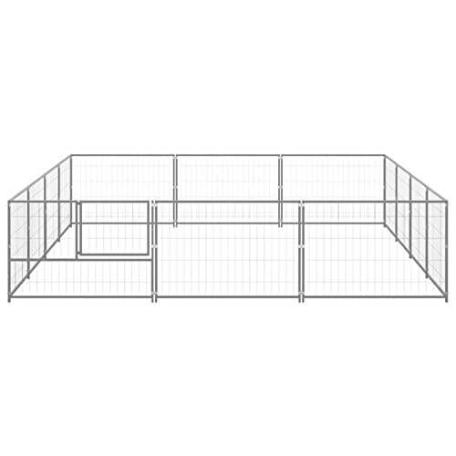 Tidyard Outdoor Hundezwinger, Hundekäfig XXL, Hundehütte, Hühnerstall, Hühnerhaus, Hühnervoliere, Freilaufgehege Hühnervoliere, Stahl Silbern 400 x 300 x 70 cm 12 m² von Tidyard