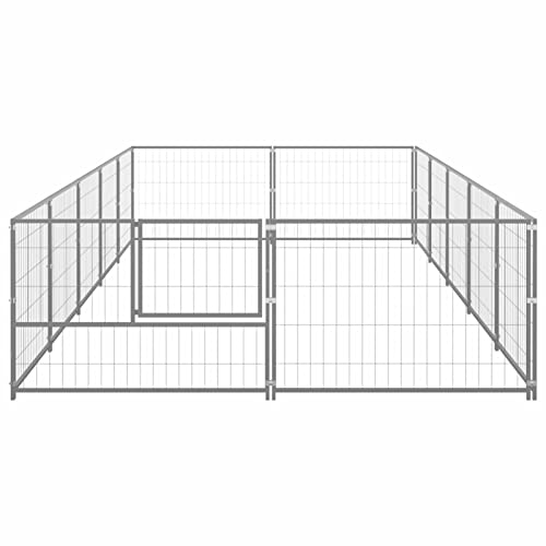 Tidyard Outdoor Hundezwinger, Hundekäfig XXL, Hundehütte, Hühnerstall, Hühnerhaus, Hühnervoliere, Freilaufgehege Hühnervoliere, Stahl Silbern 500 x 200 x 70 cm 10 m² von Tidyard