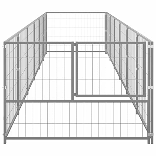 Tidyard Outdoor Hundezwinger, Hundekäfig XXL, Hundehütte, Hühnerstall, Hühnerhaus, Hühnervoliere, Freilaufgehege Hühnervoliere, Stahl Silbern 600 x 100 x 70 cm 6 m² von Tidyard