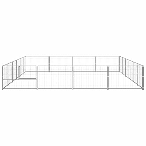 Tidyard Outdoor Hundezwinger, Hundekäfig XXL, Hundehütte, Hühnerstall, Hühnerhaus, Hühnervoliere, Freilaufgehege Hühnervoliere, Stahl Silbern 600 x 400 x 70 cm 24 m² von Tidyard