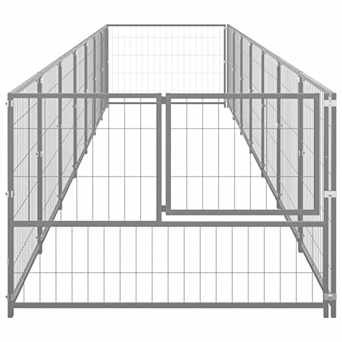 Tidyard Outdoor Hundezwinger, Hundekäfig XXL, Hundehütte, Hühnerstall, Hühnerhaus, Hühnervoliere, Freilaufgehege Hühnervoliere, Stahl Silbern 700 x 100 x 70 cm 7 m² von Tidyard