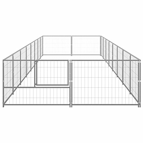 Tidyard Outdoor Hundezwinger, Hundekäfig XXL, Hundehütte, Hühnerstall, Hühnerhaus, Hühnervoliere, Freilaufgehege Hühnervoliere, Stahl Silbern 800 x 200 x 70 cm 16 m² von Tidyard