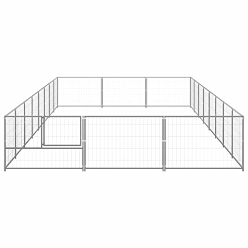 Tidyard Outdoor Hundezwinger, Hundekäfig XXL, Hundehütte, Hühnerstall, Hühnerhaus, Hühnervoliere, Freilaufgehege Hühnervoliere, Stahl Silbern 800 x 300 x 70 cm 24 m² von Tidyard