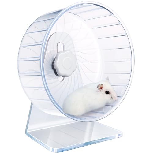 Hamsterrad,Silent Laufräder Hamster Rad,Silent Wheel,Super Silent Hamster Übungsräder,Einstellbarer Stand Hamster Übungsräder,Ruhiges Rattenrad (Φ 14cm, Transparent) von TieLishor