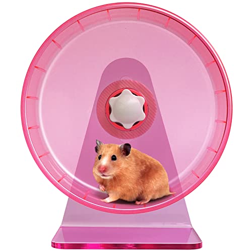 Hamsterrad,Silent Laufräder Hamster Rad,Silent Wheel,Super Silent Hamster Übungsräder,Einstellbarer Stand Hamster Übungsräder,Ruhiges Rattenrad (Φ 22cm, Rosa) von TieLishor
