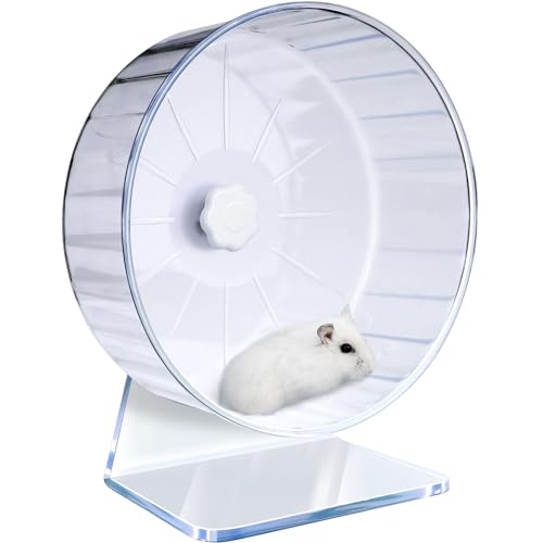 Hamsterrad,Silent Laufräder Hamster Rad,Silent Wheel,Super Silent Hamster Übungsräder,Einstellbarer Stand Hamster Übungsräder,Ruhiges Rattenrad (Φ 22cm, Transparent) von TieLishor