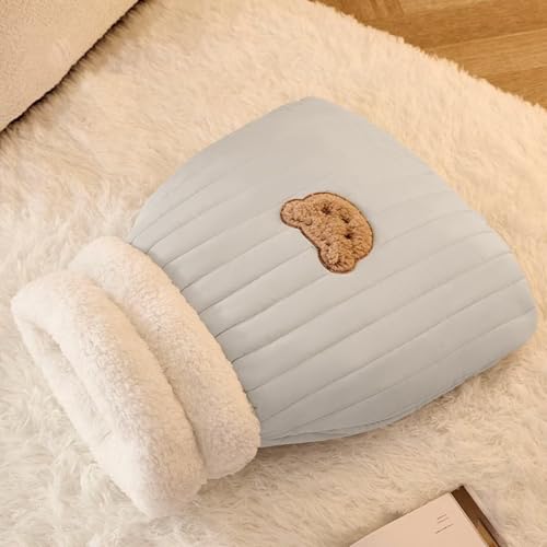 Tielag Katzenschlafsack, Cat Winter Sleeping Bag, Katzen Schlafsack Warm, Hundeschlafsack, Haustierhöhlenbett, 44 x 37 cm Katzenbett für kleine Katzen Hunde Bis Zu 3 Kg, B-Graublau, M von Tielag