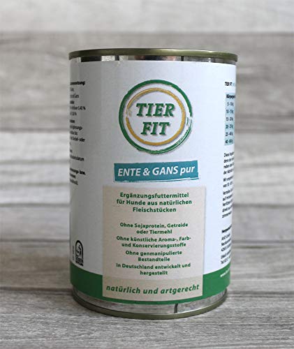 TierFit Ente & Gans pur Hundefutter Nassfutter 6x800g von TierFit