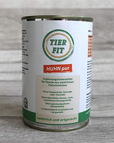 TierFit Huhn pur Hundefutter Nassfutter 6x400g von TierFit