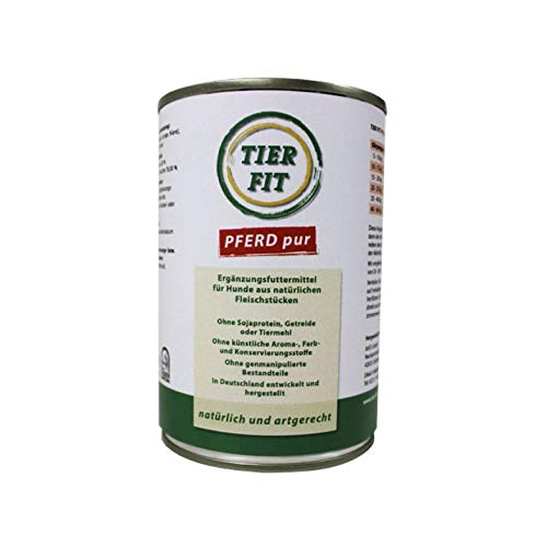 TierFit Pferd pur - Pferdefleisch ohne Zusätze Rein-Fleisch-Dose Hund 6 x 400 g Spar-Pack von TierFit