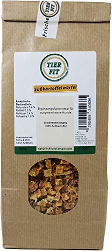 TierFit Süßkartoffelwürfel getrocknet 350 g zur Fleischfütterung glutenfrei Naturprodukt Hundefutter Barf von TierFit