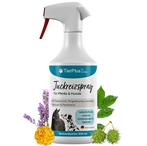 TierPlus Juckreizspray für Pferde & Hunde, 500 ml Sprühflasche, Gegen Juckreiz, Entzündungen & Ekzeme, Soforthilfe bei Allergien & trockener Haut, clevere Pflegeformel von TierPlus