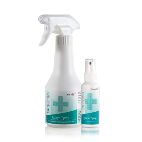 Tierarzt24 ACTICYN Spray reinigt Wunden von Tieren physikalisch, effektiv und schnell - für Jede Haus- und Stallapotheke. Farblos und schmerzfrei in der Anwendung. Einfach aufsprühen - 350 ml von Tierarzt24