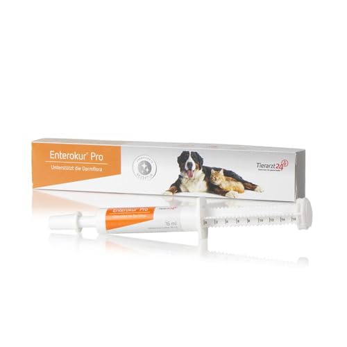 Tierarzt24 Enterokur Pro 16ml unterstützt den Aufbau der Darmflora und stärkt so das Immunsystem von Hunden & Katzen - Mit Probiotika, Präbiotika und Bentonit von Tierarzt24