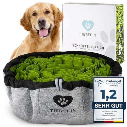 Tierfein® - Schnüffelteppich für Hunde - Intelligenzspielzeug - größenverstellbares widerstandsfähiges Hundespielzeug - Für Hunde jeder Art - grün und anthrazit von Tierfein