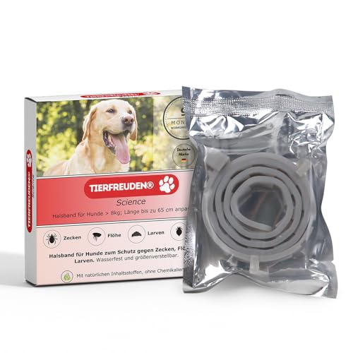 Tierfreuden Science® aus Deutschland | Halsband für große Hunde ab 8 kg | bis 8 Monate wirksamer Schutz gegen Zecken und Flöhe | 100% natürliche Inhaltsstoffe | Länge bis 65 cm von Tierfreuden