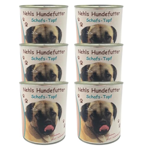 Nehls Hundefutter nass - Schafs Topf - Premium Qualität mit regionalen Zutaten - gesund und natürlich - ohne Zusatzstoffe - Getreide- und Allergenfrei - geeignet für futtersensible Tiere (6 x 800g) von Tierheilkundezentrum Nehls