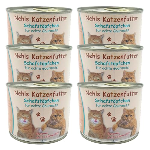 Nehls Katzenfutter nass - Schafstöpchen - Premium Qualität mit regionalen Zutaten - gesund und natürlich - ohne Zusatzstoffe - Getreide- und Allergenfrei - geeignet für futtersensible Tiere (6x200g) von Tierheilkundezentrum Nehls