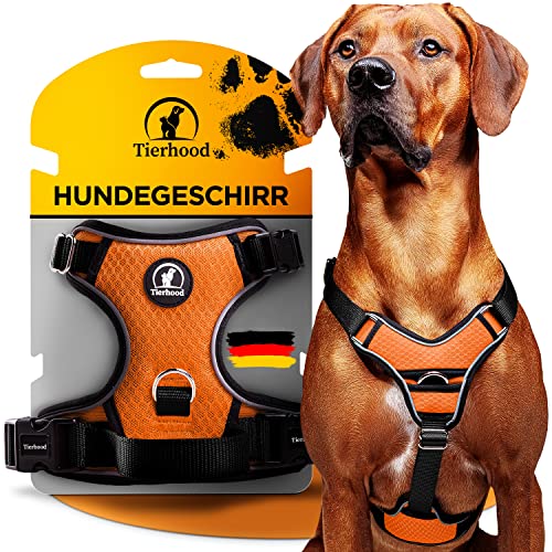 Tierhood - Hundegeschirr für kleine, mittel und große Hunde - [INKL. HALSCLIP] - Geschirr Hund - Sicherheitsgeschirr Hund - Hundegeschirr mittelgroße Hunde - Hunde Geschirr - Zuggeschirr Hund von Tierhood