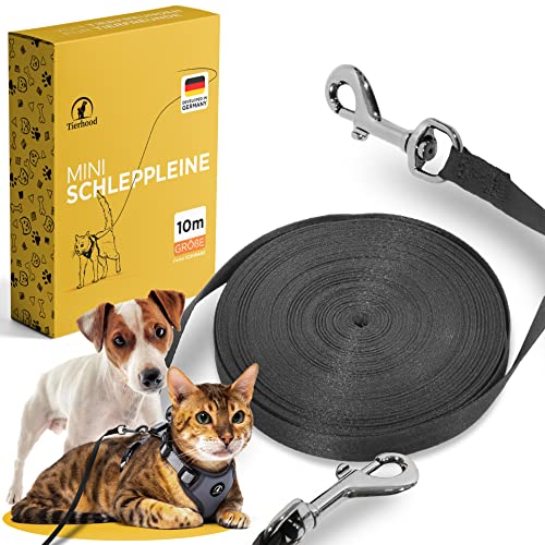 Tierhood Schleppleine 5m / 10m / 15m für Katzen - Katzenleine - extra leichte Leine für Katzen - Cat Leash - Katzenleine mit Handschlaufe - Katzenleine lang für maximale Freiheit - Größe: 10m von Tierhood